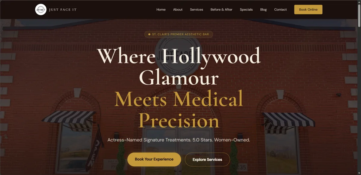 Just Face It website, built by Lunere Digital